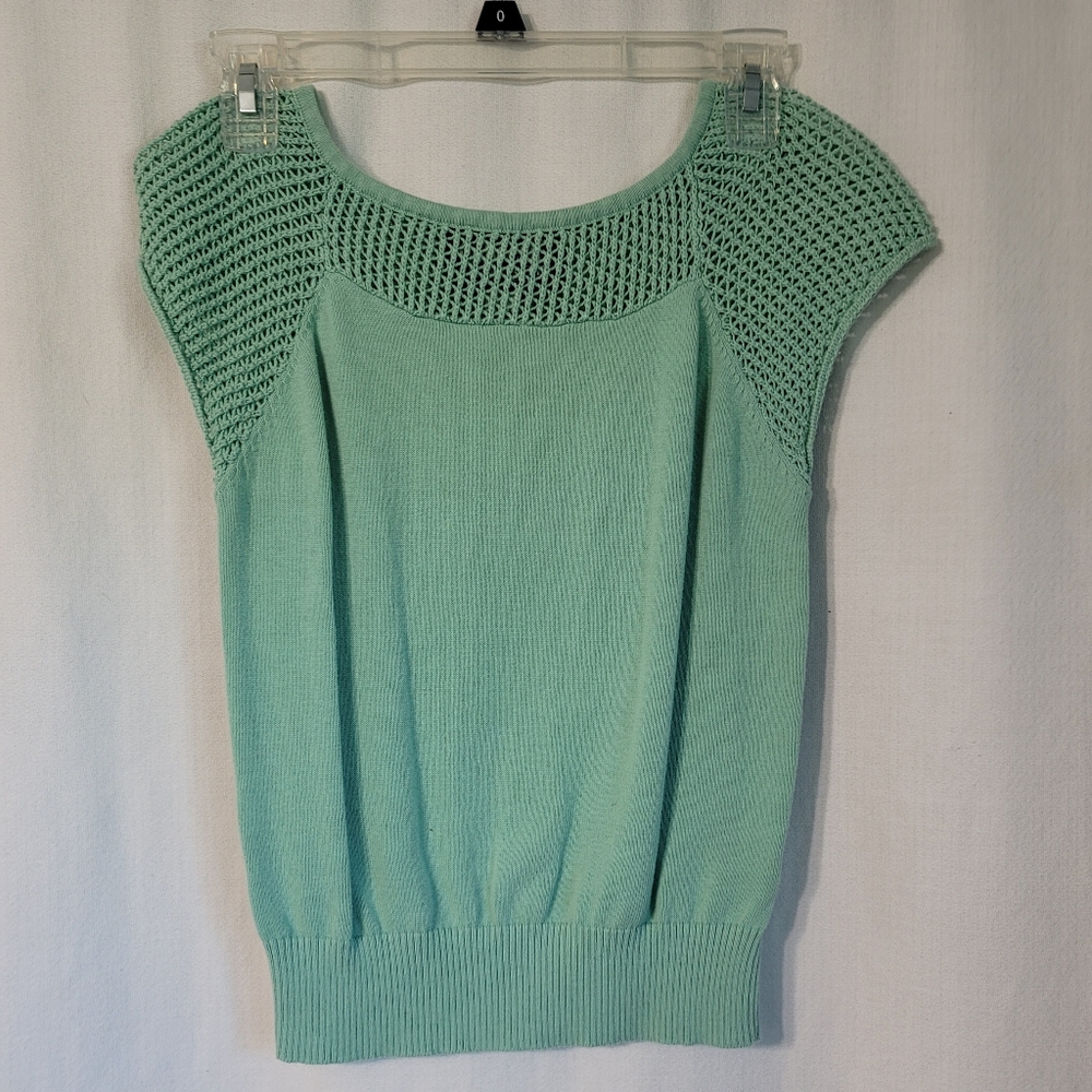Collectif Mint Green Sweater Blouse Short Sleeve